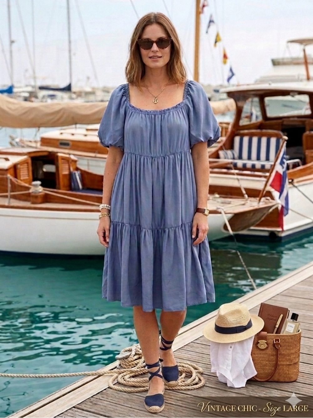 Unsubscribed Women’s Cottagecore Babydoll Dress Blue Tiered Mini Sz 10 Flowy